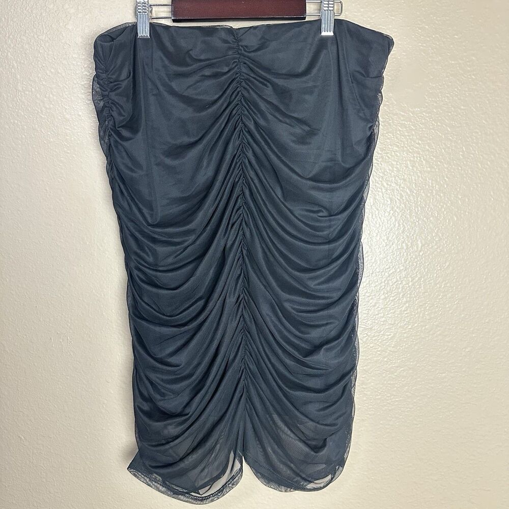 Fashion Nova Black Womans Skirt Size 3X Ruched All Meshed Up Sexy Slimming NWT